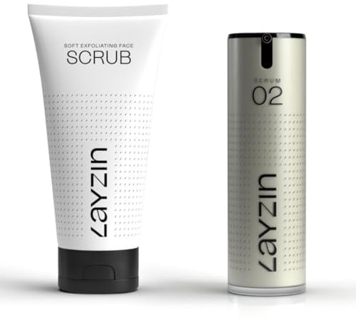 LAYZIN Bright Skin Vorteil-Set mit Sanftem Gesichtspeeling und Sérum 02 mit Retinoid & Vitamin C – Verbesserte Hautstruktur und strahlender Teint für matte und reife Haut – 2 Produkte – Unisex