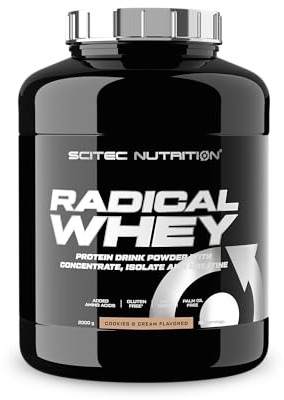 Scitec Nutrition Radical Whey - Molkenproteinkonzentrat und -isolat - Mit Kreatin und BCAAs - Glutenfrei - Fettfrei, 2000 g, Cookies&Cream