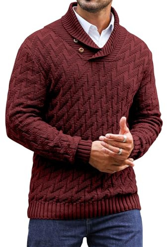 Zaitun Mens Knitted Jumper Button Turtle Neck Tops for Men Warm Long Sleeve Sweater Casual Winter Pullover