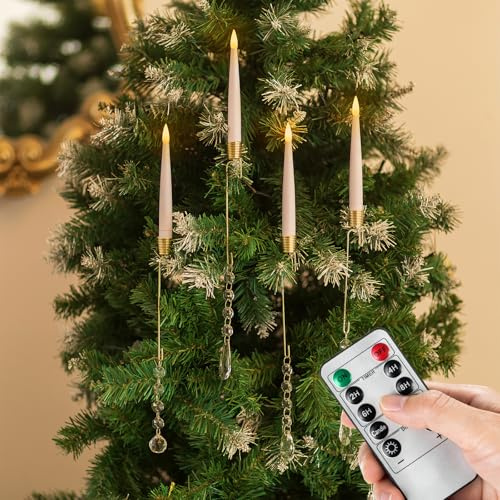 Romadedi Candele per albero di Natale a LED, senza fili, per albero di Natale, set da 10 candele, fiamma tremolante con funzione timer e telecomando, per interni e decorazioni natalizie
