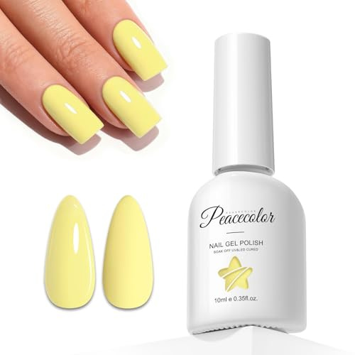 PEACECOLOR 10ml UV Nagellack Gelb, Gel UV Nagellack Nail Polish Nail Art UV/LED Soak Off Gel Nägel Manicure Nageldesign Geschenk