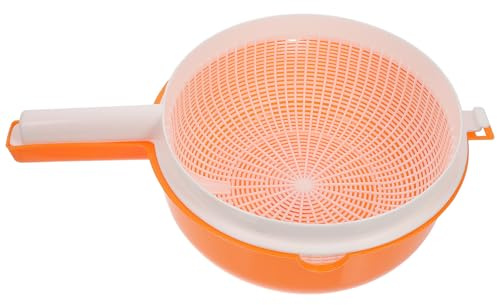 Angoily Cesta de Drenaje Desmontable de Doble Capa para Cocina Colador de Verduras y Frutas de Plástico Naranja Doble Recipiente para Escurrir y Conservar Alimentos Frescos Reutilizable