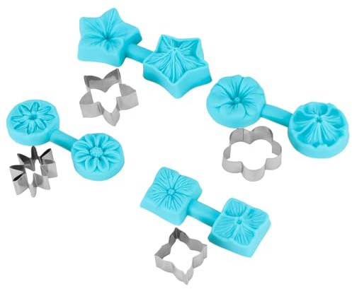 TOPINCN 4 Sets Silikon-Fondantform, Florale Pralinenform mit 4 Ausstechern, Zum Backen von Hortensien, Kirschen, Gänseblümchen, Petunien, Desserts, Hochzeit, Geburtstag, Party