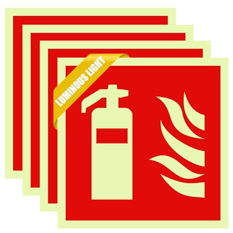 4 Pezzi Cartello Estintore, Estintore PVC Adesivo Resistente, Cartelli Segnaletici di Sicurezza per Esterni e Interni, 15 x 15 cm
