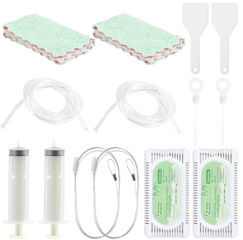 14 Piezas Frigorífico Set De Limpieza, Limpieza para Frigorífico con Tubo, Inyección, Palas De Deshielo, Pistón, Kit De Limpieza De Nevera für Desbloquear Agujeros De Escape Frigoríficos