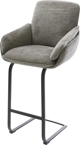 DELIFE Barstuhl Luan-Flex Freischwinger Flach Metall Schwarz Bouclé Soft Schlamm