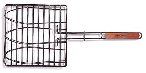 Charcoal Companion CC3016 Dreifaches Fisch-Grillkörbchen, antihaft, holz, 2,59 x 27,99 x 62,41 cm, schwarz