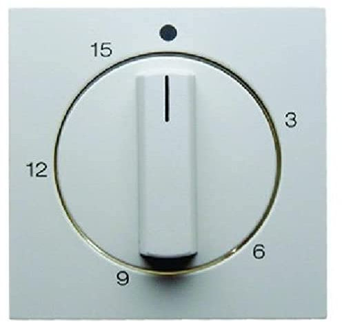 Tapa con mando rotativo para temporizador mecánico de máximo 15', series berker S.1/ B.3/ B.7 de hager, blanco polar, brillo