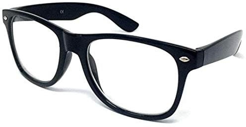 ASVP Shop Black Frame Nerd Glasses, Clear Lens, Fancy Dress Party