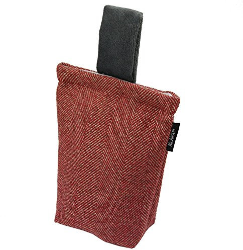 McAlister Textiles Herringbone Tweed | dekorativer Designer Türstopper in Rot & Anthrazit | ungefüllter Türsack traditionelles gewobenes Fischgräten-Muster