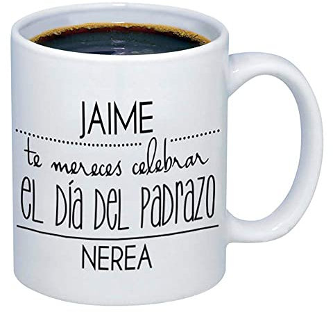 Regalo personalizable: taza para el Día del Padre personalizada con su nombre y el tuyo/vuestro (Taza 'Padrazo')