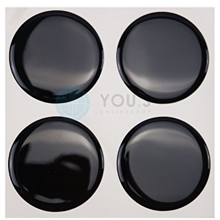 4 x Nabenkappen Silikon Aufkleber 64,0 mm - schwarz Emblem Selbstklebend