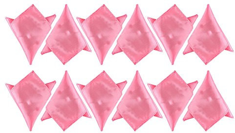 Boolavard Satin 1 pcs, 6 pcs ou 12 pcs Pack Solide Plaine De Mariage Mens Poche Carré Bureau Costume Mouchoir Hanky (12 x Bébé Rose)