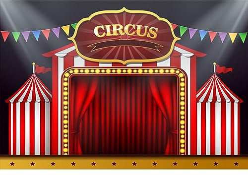 YongFoto 3x2m Vinyl Fotografie Hintergrund Zirkus Thema Geburtstag Kulisse Zirkuszelt Banner Baby Shower Hintergrund Event Party Dekoration Hochformat Foto Shoot Studio Foto Stand Requisiten