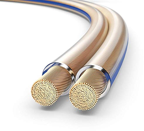 conecto Lautsprecherkabel OFC Professional UltraFlex 2x4,0mm² Kabel Querschnitt (99,9% OFC Vollkupfer 511x0,10mm Litze) HiFi Audio Lautsprecher Boxenkabel, 50m, transparent