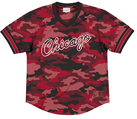 Mitchell & Ness Camo Mesh Team Colour Chicago Bulls T-Shirt MSPOMG18019 CBUCMRD1