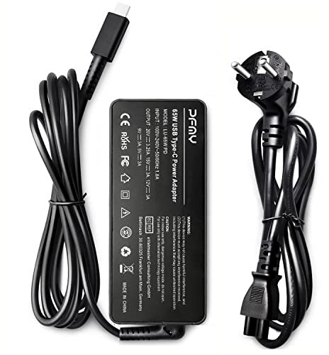 PFMY 65W USB-C Power Adapter 20V 3.25A Type-C Cargador Adaptador Compatible para Lenovo ThinkPad X280 X390 X395, ThinkPad X1 Carbon 2018 2019, ThinkPad New S2 S3 2019, Lenovo Yoga 6 Pro Notebook