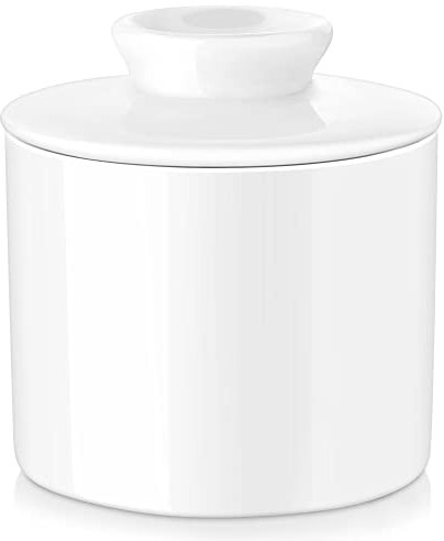 LOVECASA,Butter Keeper Crock - Porcelain French Butter Dish with Lid, Ceramic Butter Container for Soft Butter,White