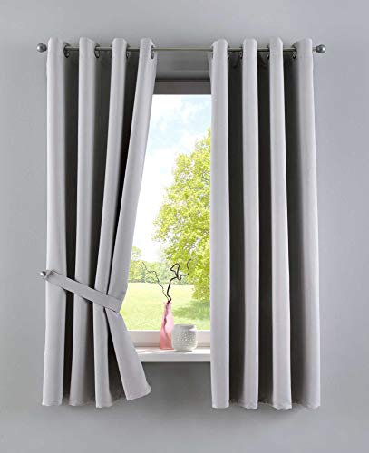 Gardinenbox Vorhänge Blickdicht »Newyork« Grau HxB 160x140 cm 2er-Pack Thermo-Gardinen Verdunkelungsvorhang Blackout Ösen schalldämmend ÖKOTEX UV-Schutz Raffhalter, 201920600-2