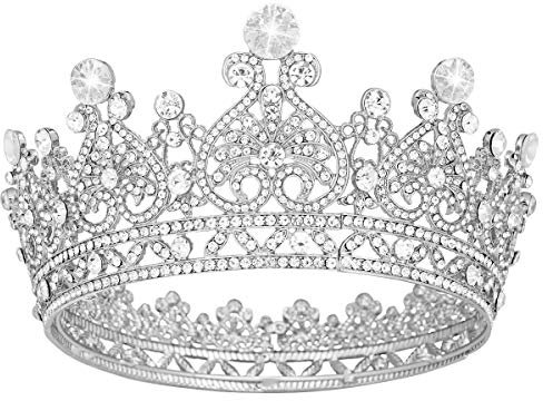 Vofler Crown Silver Tiara for Women Queen-Crystal Rhinestone Hair Jewelry Decor for Bride Princess Quinceanera Wedding Pageant Homecoming Halloween