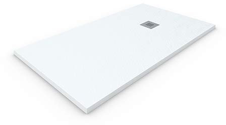 DUCHA-ES Plato Resina EXTRAPLANO. Textura Pizarra Antideslizante. Carga Mineral. 70X190CM Blanco RAL: 9003