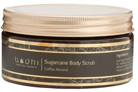 BODHI® Körperpeeling Rohrzucker und Kaffee / 250 ml, mit Kokosöl und Sheabutter, gegen Cellulite, für Hautnahrung und Energie, bio & vegan, 98% natürlich…