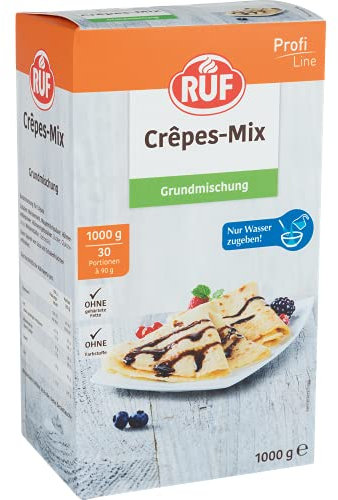 RUF Crêpes-Teig, Großpackung, Backmischung für Crêpes oder Pfannkuchen, einfache Zubereitung mit Wasser und Öl, für Großküchen, Hotels und Restaurants, 1000g