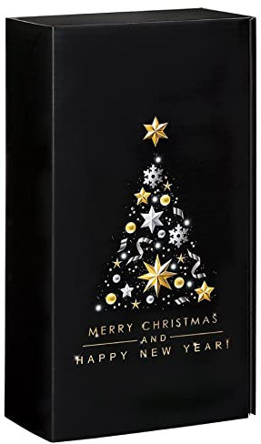 Best Wishes - 10 Stück Geschenkverpackung für 2 Flaschen Wein/Sekt, Schwarz-Gold, 360 x 192 x 95 mm, 2er