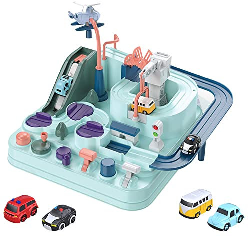 BYNYXI Abenteuer Autopark Spielzeug für Kinder Track Cars Abenteuer City Rescue Car Adventure Track Autobahnen Abenteuer Vorschule Lernspielzeug für Kinder Jungen Mädchen ab 3 4 5 6 7 Jahre