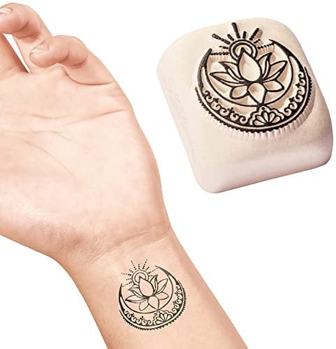 LaDot Tattoo für Kinder und Erwachsene, temporäre hautfreundliche fake Tattoos, Tattoo-Stempel ohne Nadeln für Körper und Arm, wasserfest, Keramikstempel Lotus