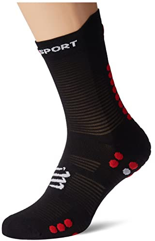 COMPRESSPORT Pro Racing Socks v4.0 Run High Calcetines, Black/Red, 39-41 Unisex-Adult