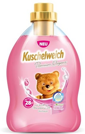 Kuschelweich Premium Weichspüler - 750 ml für 28 Wäschen, kuschlig-weich, hautverträglich, mikroplastikfrei - Eleganz