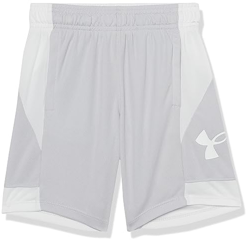 Under Armour Girls' Baseline 6 Basketball Shorts, (014) Halo Gray / / White, Youth X-Small