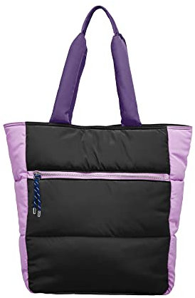 Becksöndergaard Emery Bag in Schwarz/Lila (Ebony) Shopper Damen groß - wattierte Tote Bag gesteppt mit Außentasche - L:32 x H:38 x B:12cm