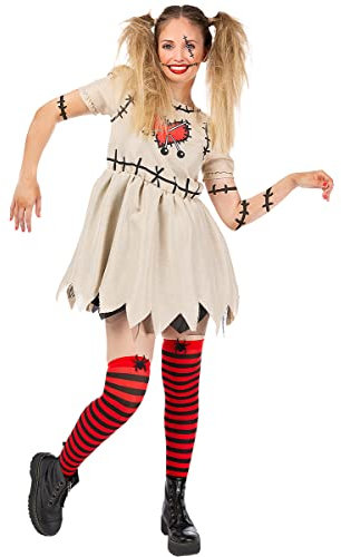 Funidelia | Voodoo-Puppen Kostüm für Damen Horror, Halloween, Puppe, Marionette & Kasper - Kostüm für Erwachsene & Verkleidung für Partys, Karneval & Halloween - Größe S - Weiß