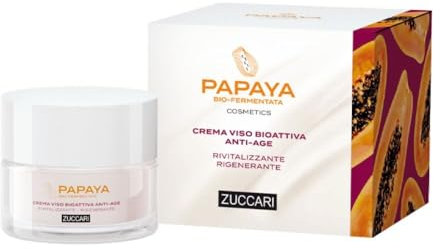 Zuccari Crema Viso Bioattiva Anti-Age Rivitalizzante Rigenerante, Vaso da 50ml, Con Papaya Bio-Fermentata, Peptidi Bio-Mimetici e Vitamina C, Promuove Idratazione, Elasticità e Rigenerazione Cellulare