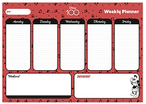 Grupo Erik Wochenplaner Tischkalender Block A4 - Kalender PlanerDisney Mickey Mouse Jubiläum Tischplaner A4 ohne festes Datum - Tischplaner A4 - Tischkalender ohne Datum - Schreibtischunterlage Papier