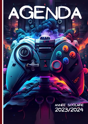 AGENDA: année scolaire 2023 2024, couverture gamer, pour fille ou garçon, manga, gamer, école, lycée, collège, université. beau simple et pratique