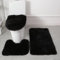 Badteppich-Set 3-teilige Rutschfeste Rutschfeste Badematte U-förmiger Konturteppich und Toilettendeckel Waschbare Duschmatte Super Weich Badteppich Badezimmer Matte WC-Sitz Bezug (Schwarz)
