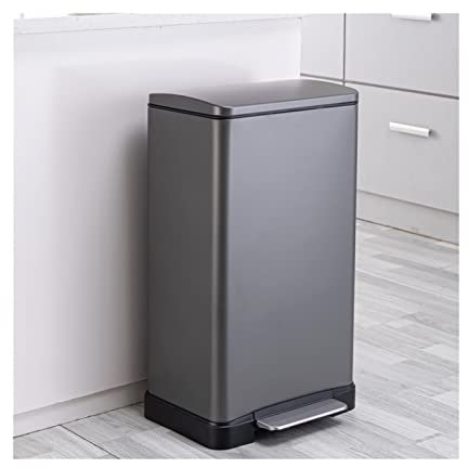 Poubelle d'intérieur Poubelle à pédale de grande capacité en acier inoxydable pour cuisine domestique, poubelle 20L / 30L (Noir L)