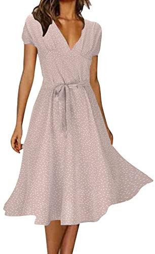 NNGOTD Robe De Cocktail Asymétrique Au Genou Femme Sans Manche Mousseline De Soie Bal Mariage Courte Fête Rose Poudré