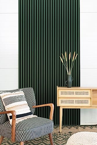 Leiste24 Akustikpaneel - Lamellenverkleidung - Wandverkleidung - 2600 x 400 mm - Akustikfilz Schwarz - Lamellendekor Forest