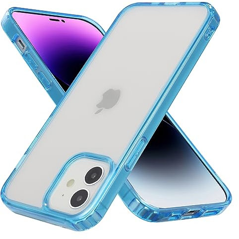 Yriklso for iPhone 12 Phone Case, Shockproof for iPhone 12 Pro Case, Military Grade Drop Protection, Protective Hard Back Slim Translucent Case for iPhone 12/12Pro 6.1'', Translucent Blue