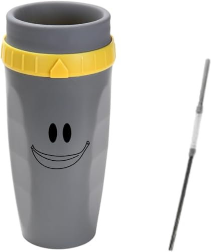 Neolid Twizz Mug de Voyage Anti-Déversement - Tasse à Ouverture Pivotante Avec Paille Double Silicone (Façade Grise)
