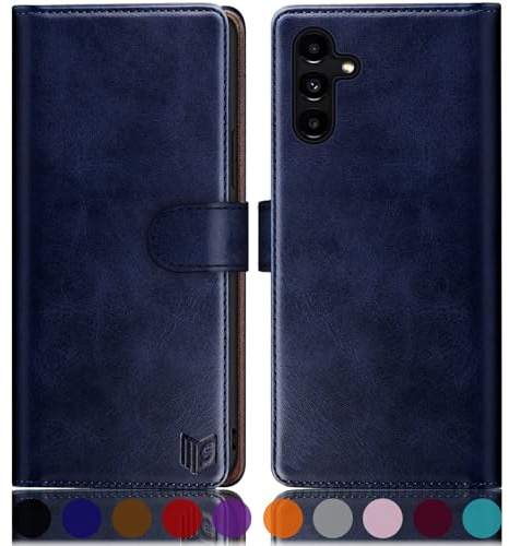 SUANPOT [RFID Schutz für Samsung Galaxy A15 5G Hülle PU Leder Handyhülle Lederhülle Klapphülle Kartenfach Flip Cover für Samsung A15 Handy hülle Leather Wallet Phone Case Blau