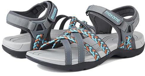 Maxome Women's Summer Walking Sandals Comfortable Sports Sandals Casual Hook Loop Strap Beach Sandals