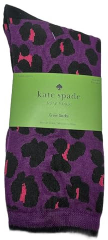 Kate Spade New York Kate Spade Crew-Socken, Violett, Leopardenmuster, 3er-Pack, Schwarz, Einheitsgröße