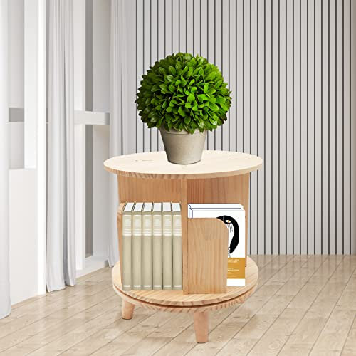GCIUEMMH Drehbares Bücherregal für Zuhause - 360° Ständer Einheit Aufbewahrung Rack 41cm Hoch Holz Display 50KG Load Lagerregal für Kinder und Erwachsene (1 Etage)