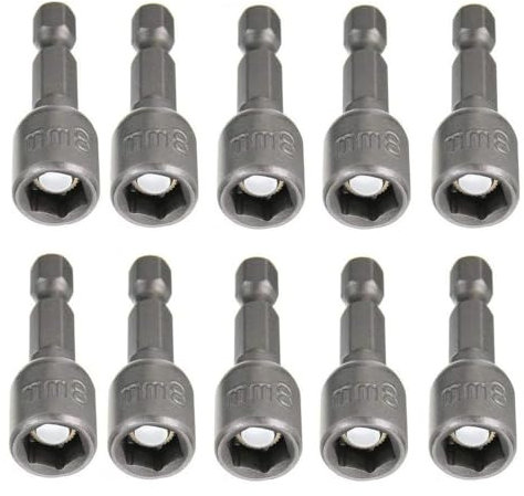 Fixinus Juego de 10 llaves de vaso de 8 mm, magnéticas hexagonales de 1/4 pulgadas, adaptador de tuerca, hexágono interior métrico para taladro o atornillador inalámbrico