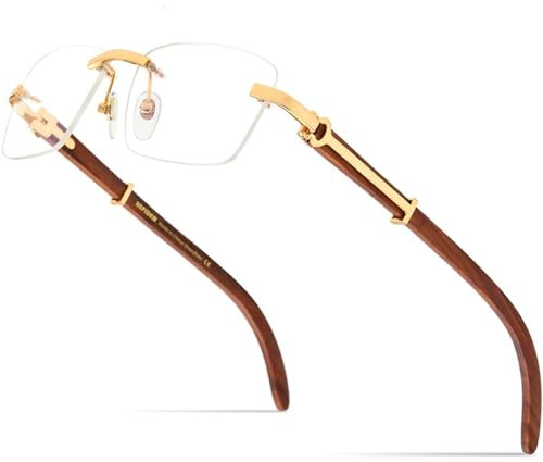 MUTYNE Brillen für Herren, quadratisch, für Damen, randlos, Brillengestelle, Buffs Holzbrillen, Holz, Einheitsgröße